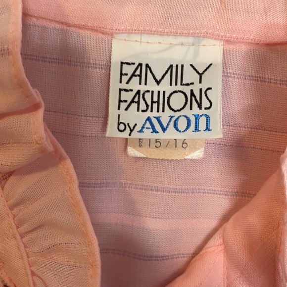 Vintage pale pink ruffle neck dress semi shear - Picture 4 of 11